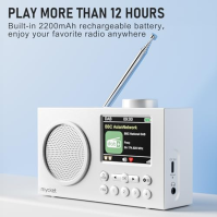 Mycket DAB rádio přenosné, digitální rádio DAB Plus s Bluetooth, FM rádio s dobíjením přes USB, malé rádio napájené z baterie, d